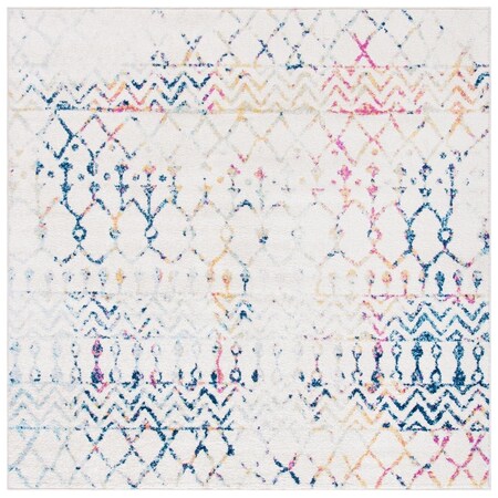 Safavieh 6 ft.-7 in. x 6 ft.-7 in. Tulum 200 Power Loomed Square RugIvory & Blue TUL270C-7SQ